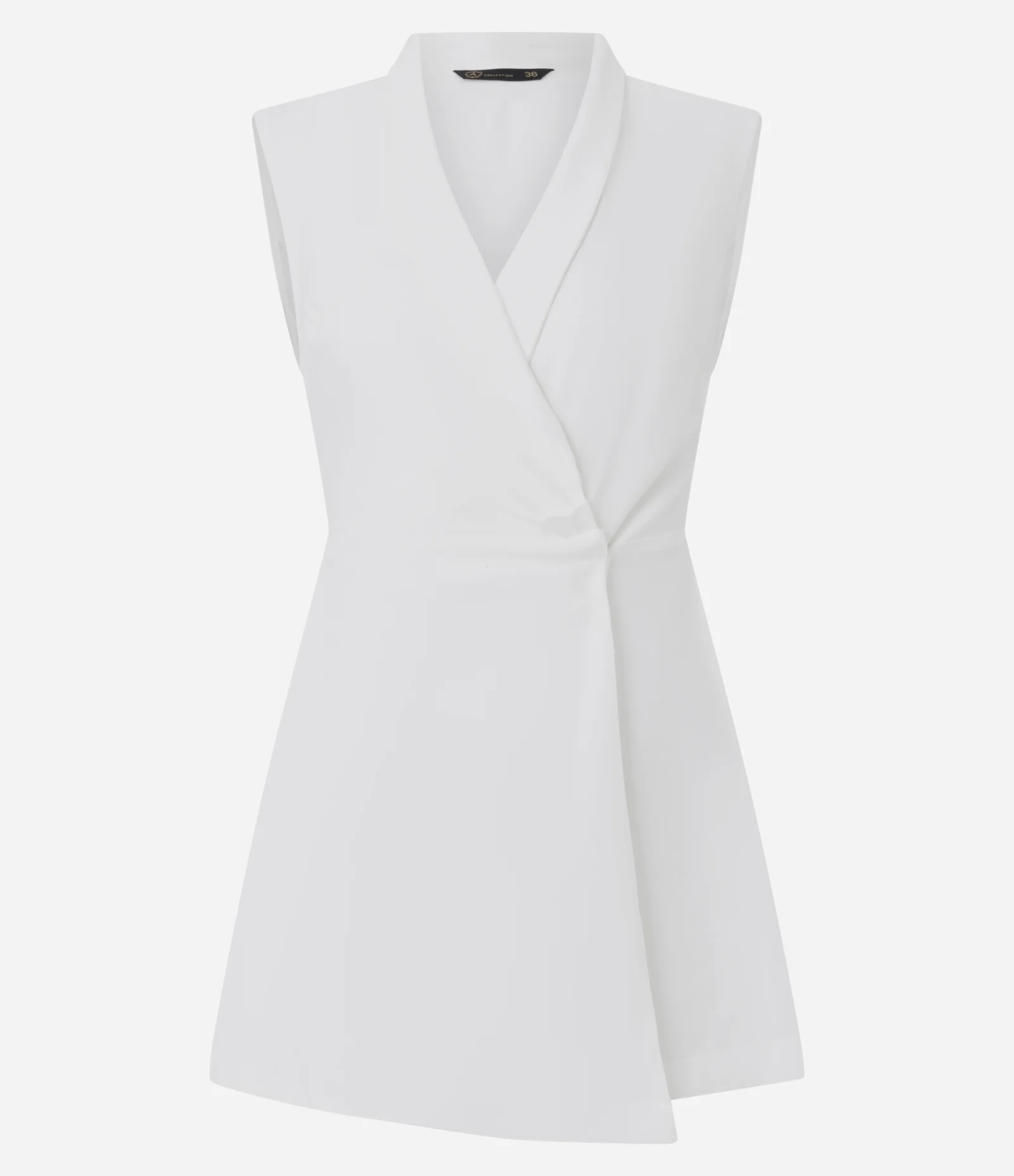 Macacão Curto Alfaiatado em Viscose com Drapeado Branco 5