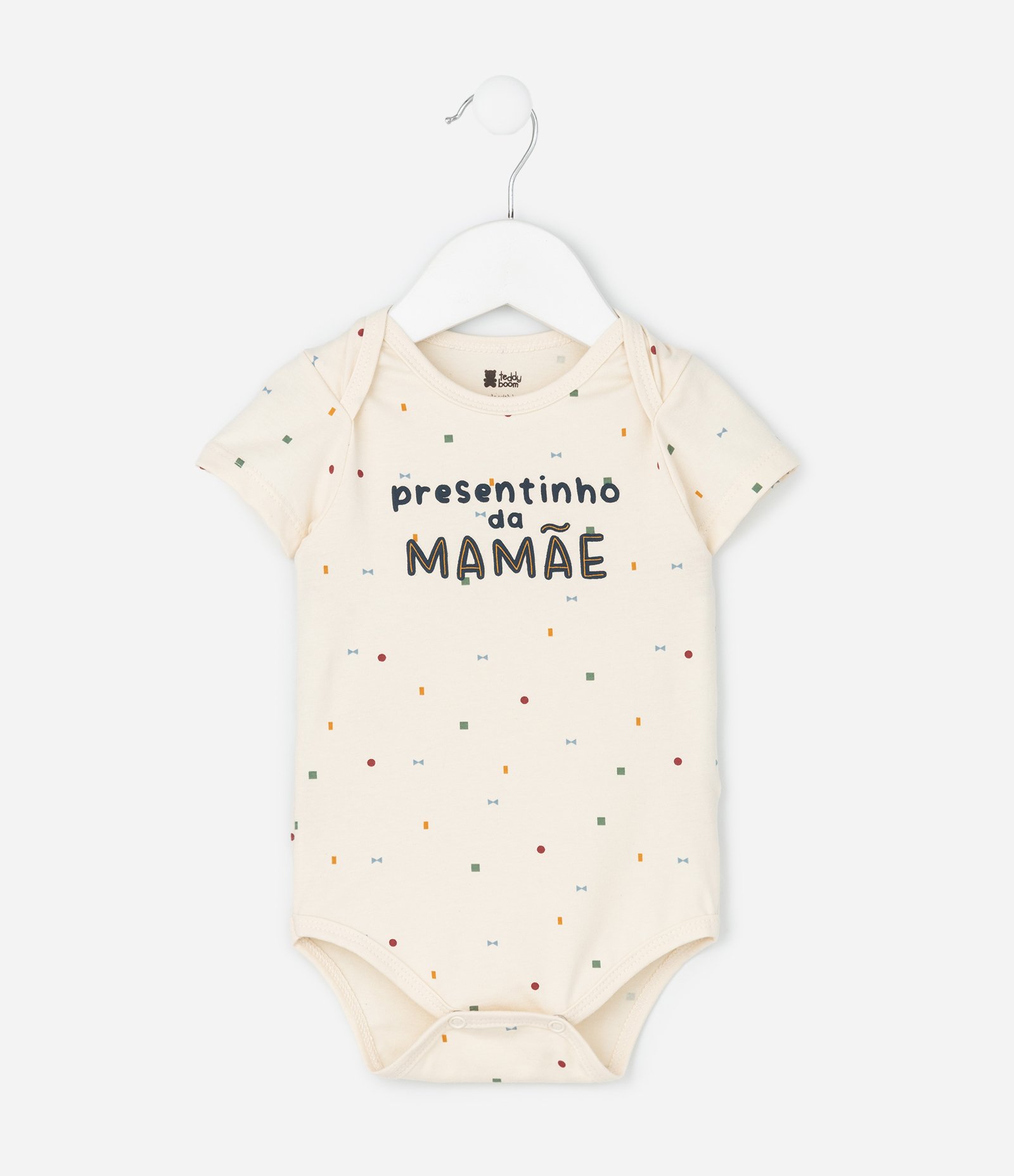 Body Infantil com Lettering Presentinho da Mamãe – Tam RN a 18 Meses Off White 1