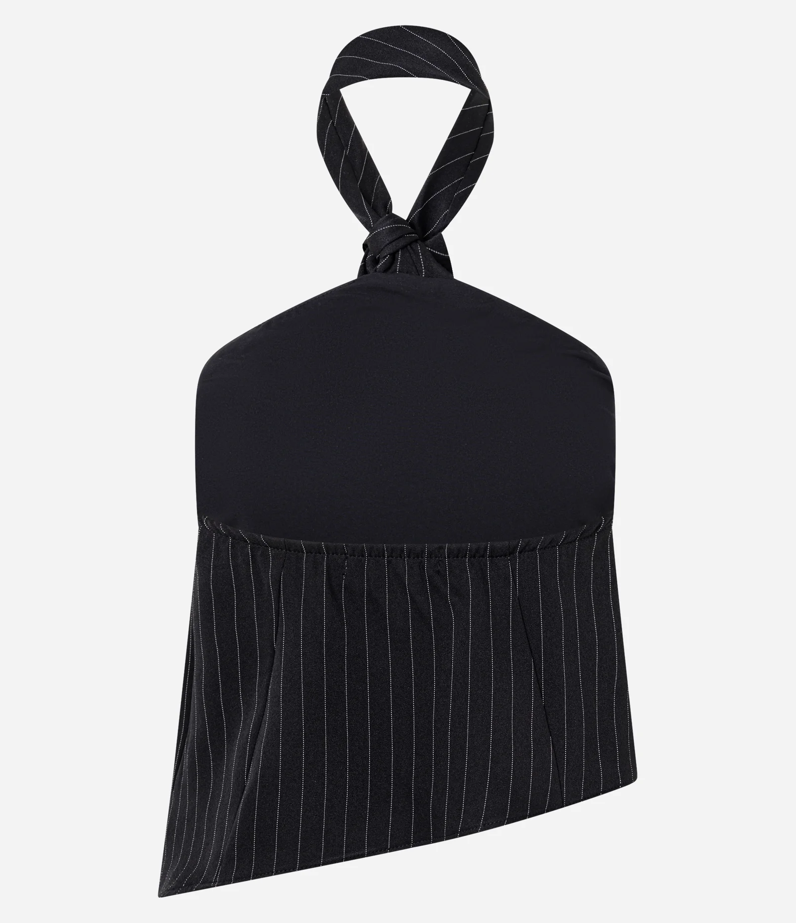 Blusa Frente Única em Alfaiataria Risca de Giz e Gravata Preto 6