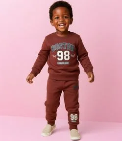 Conjunto Infantil em Moletom Estampa Boston – Tam 1 a 5/6 Anos