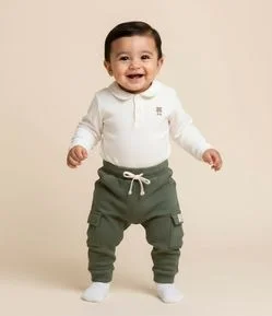 Calça Infantil de Moletom com Felpa - Tam 0 a 18 Meses