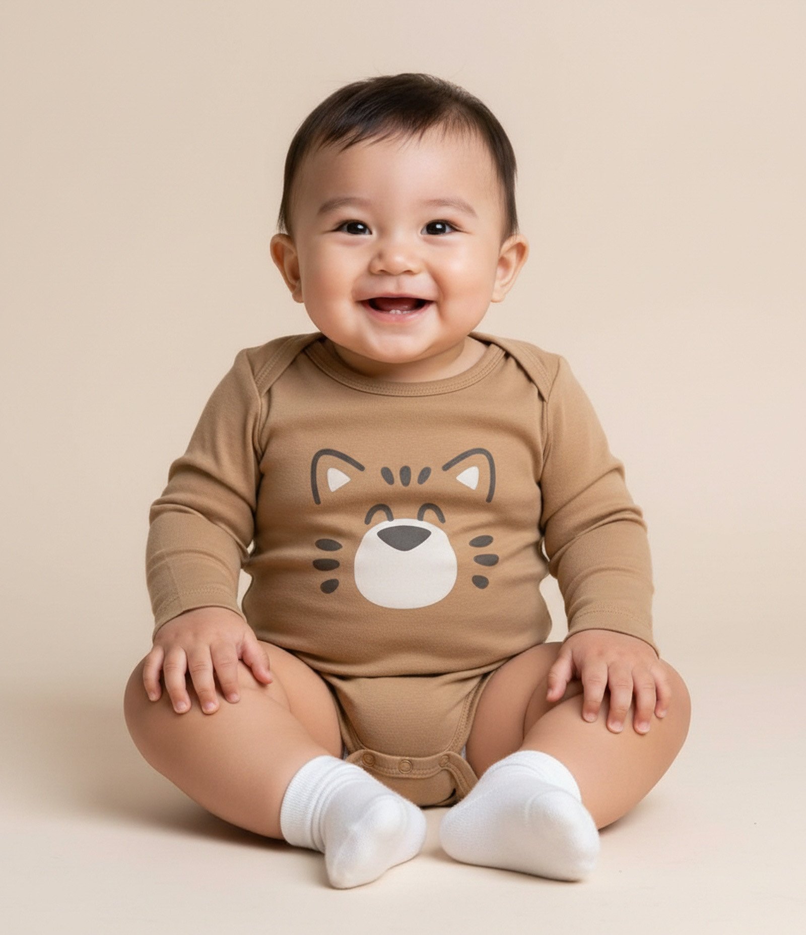 Body Infantil em Cotton com Estampa Tigre – Tam 0 a 18 Meses Caramelo 1