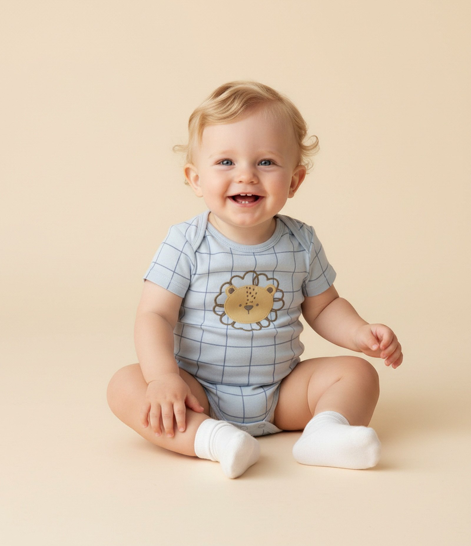 Body Infantil com Estampa Leão – Tam 0 a 18 Meses Azul Claro 1