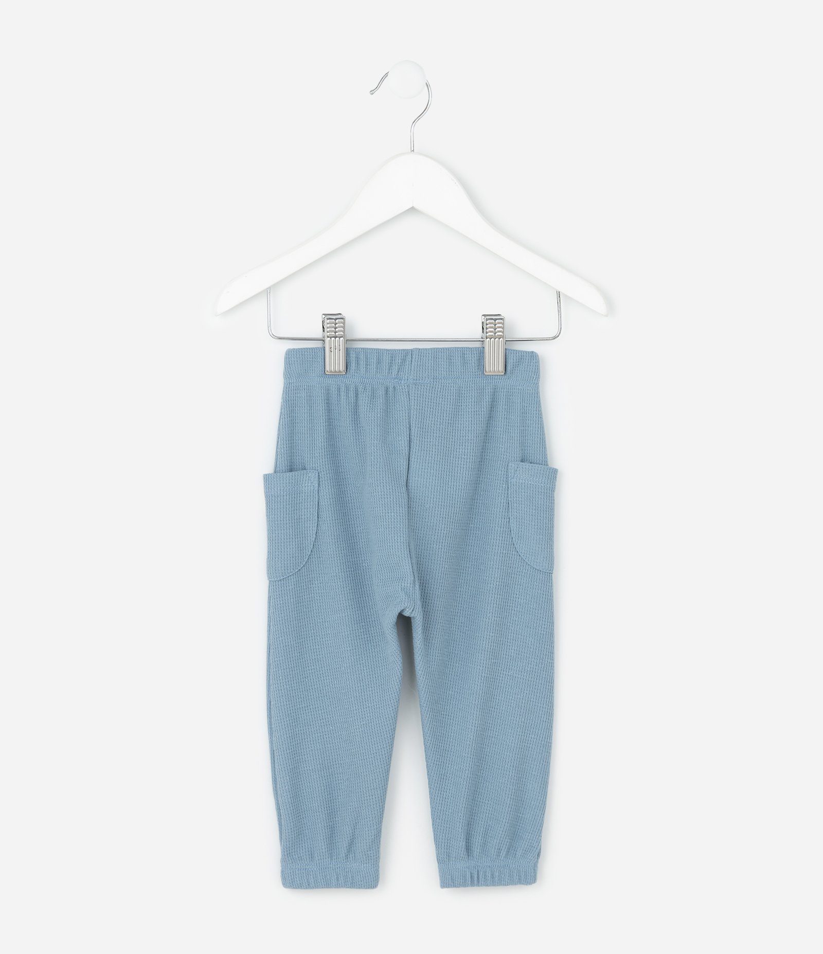 Calça Infantil em Waffle com Textura e Cordão Ajustável – Tam 0 a 18 Meses Azul Claro 2