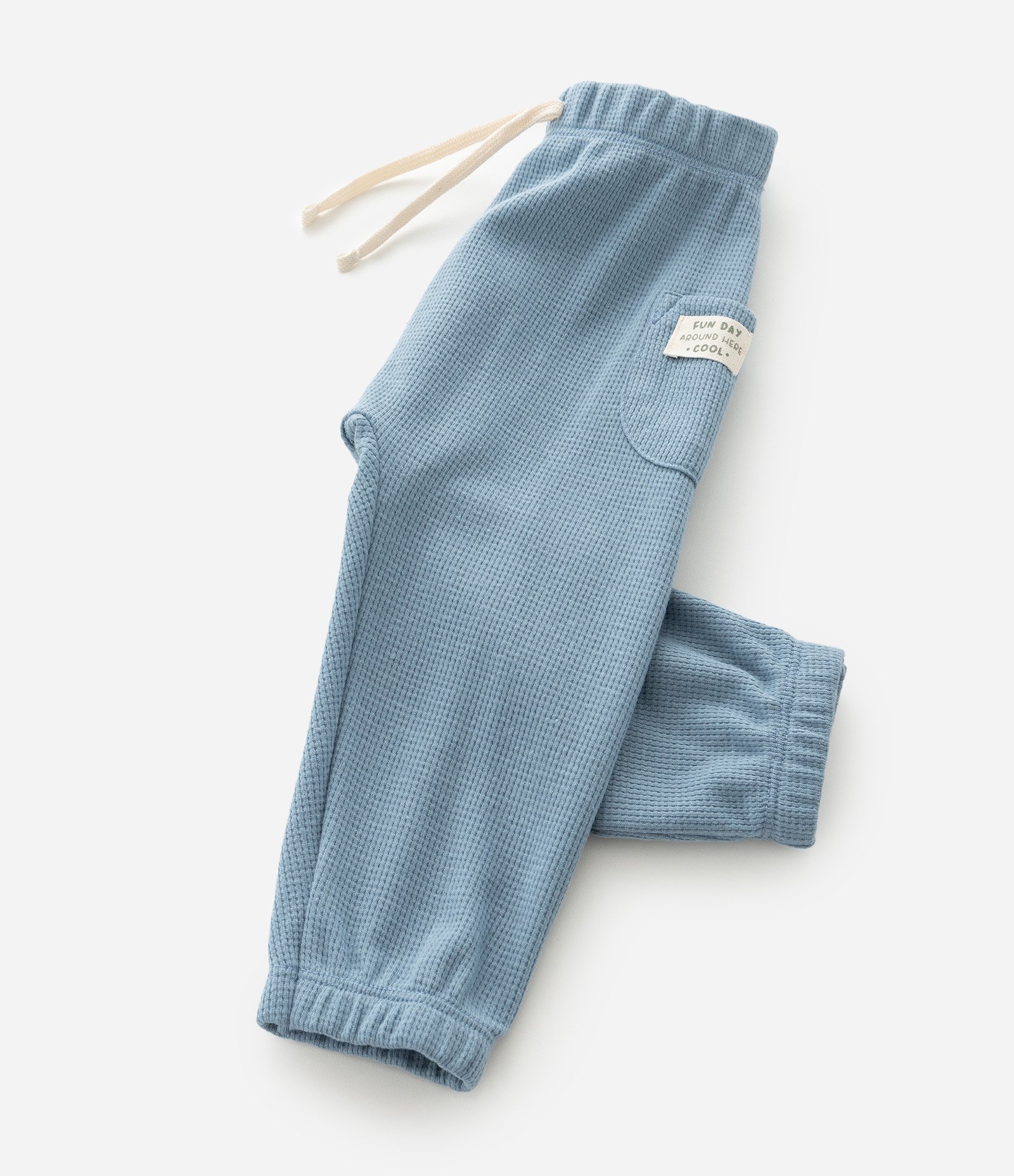 Calça Infantil em Waffle com Textura e Cordão Ajustável – Tam 0 a 18 Meses Azul Claro 6