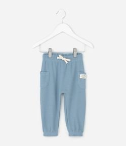 Calça Infantil em Waffle com Textura e Cordão Ajustável – Tam 0 a 18 Meses