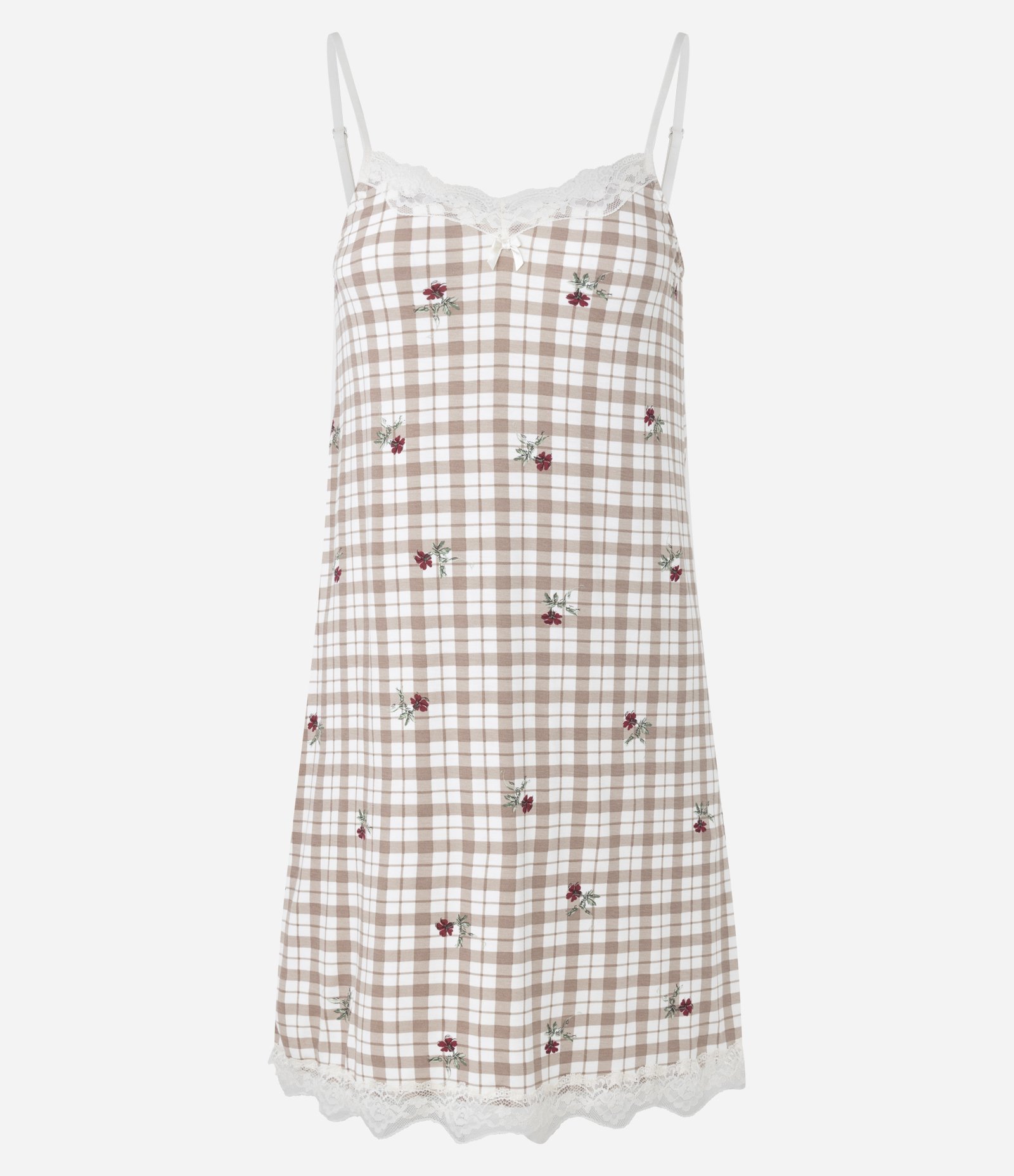 Camisola de Alcinha em Viscolycra com Estampa Xadrez Multicores 1