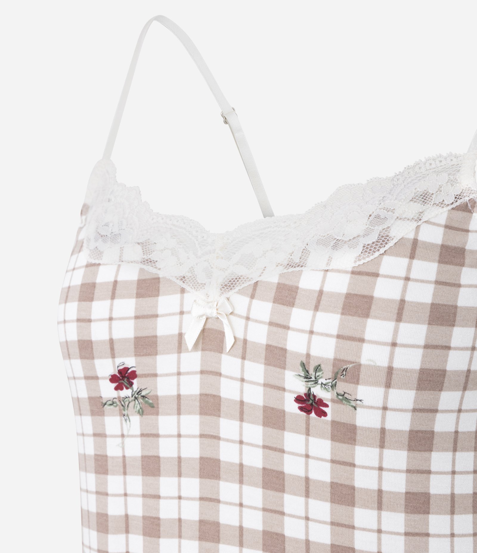 Camisola de Alcinha em Viscolycra com Estampa Xadrez Multicores 2