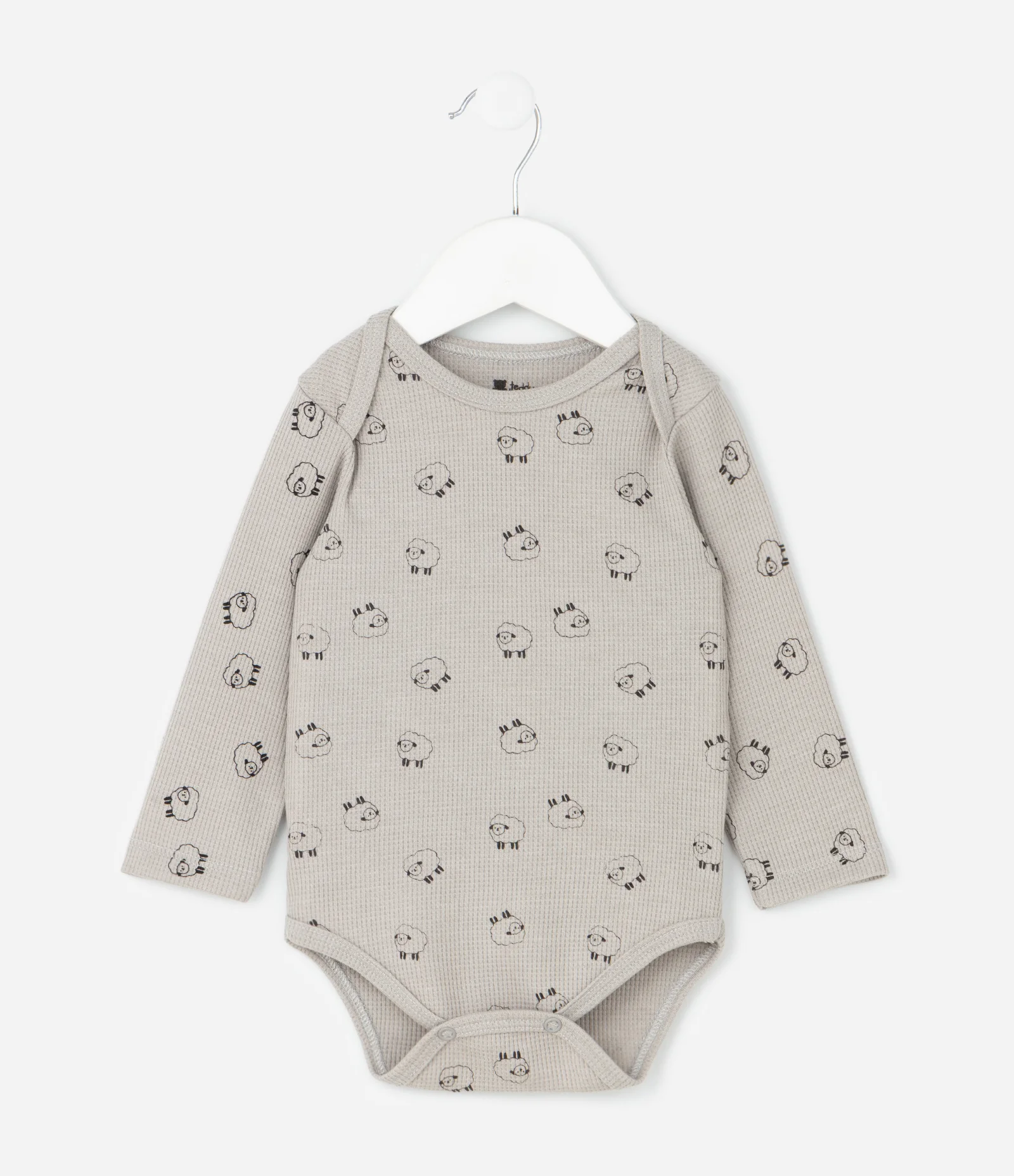 Conjunto Infantil Body e Calça com Ovelhinhas Bordadas – Tam RN a 18 Meses Bege Claro 2
