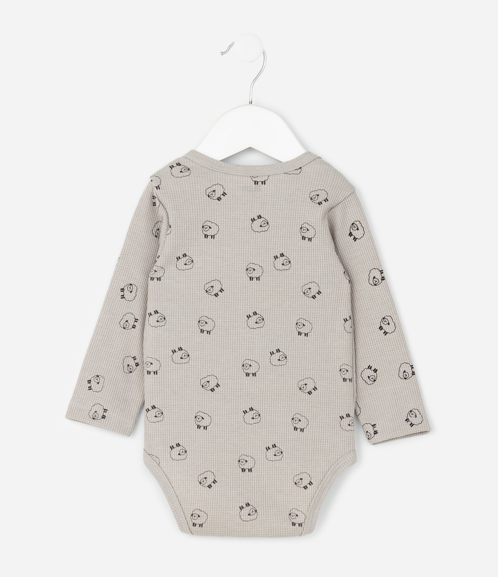 Conjunto Infantil Body e Calça com Ovelhinhas Bordadas – Tam RN a 18 Meses Bege Claro 3