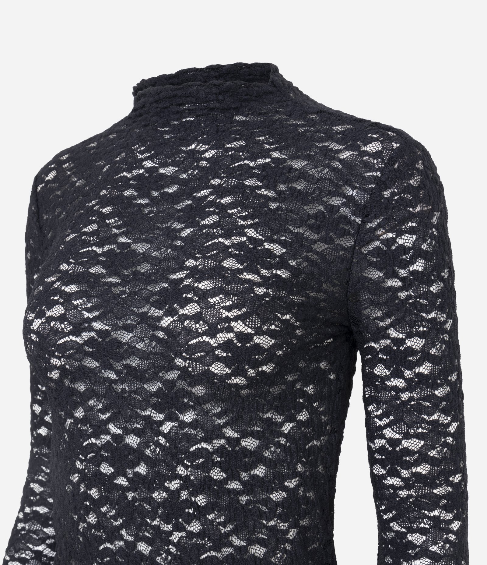 Blusa Justinha em Renda com Manga Longa Preto 6