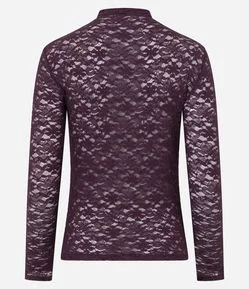 Blusa Justinha em Renda com Manga Longa