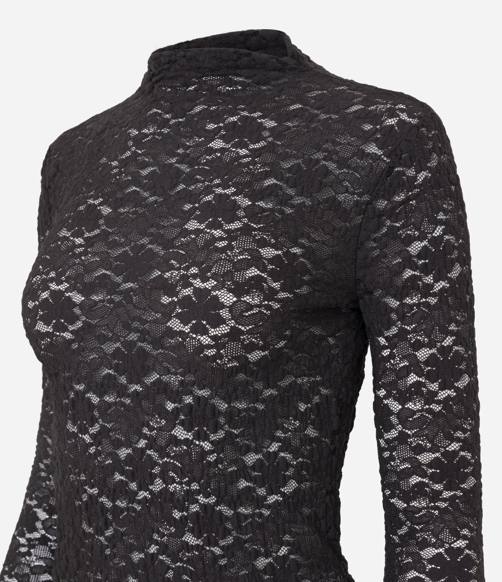 Blusa Justinha em Renda com Manga Longa Marrom 6