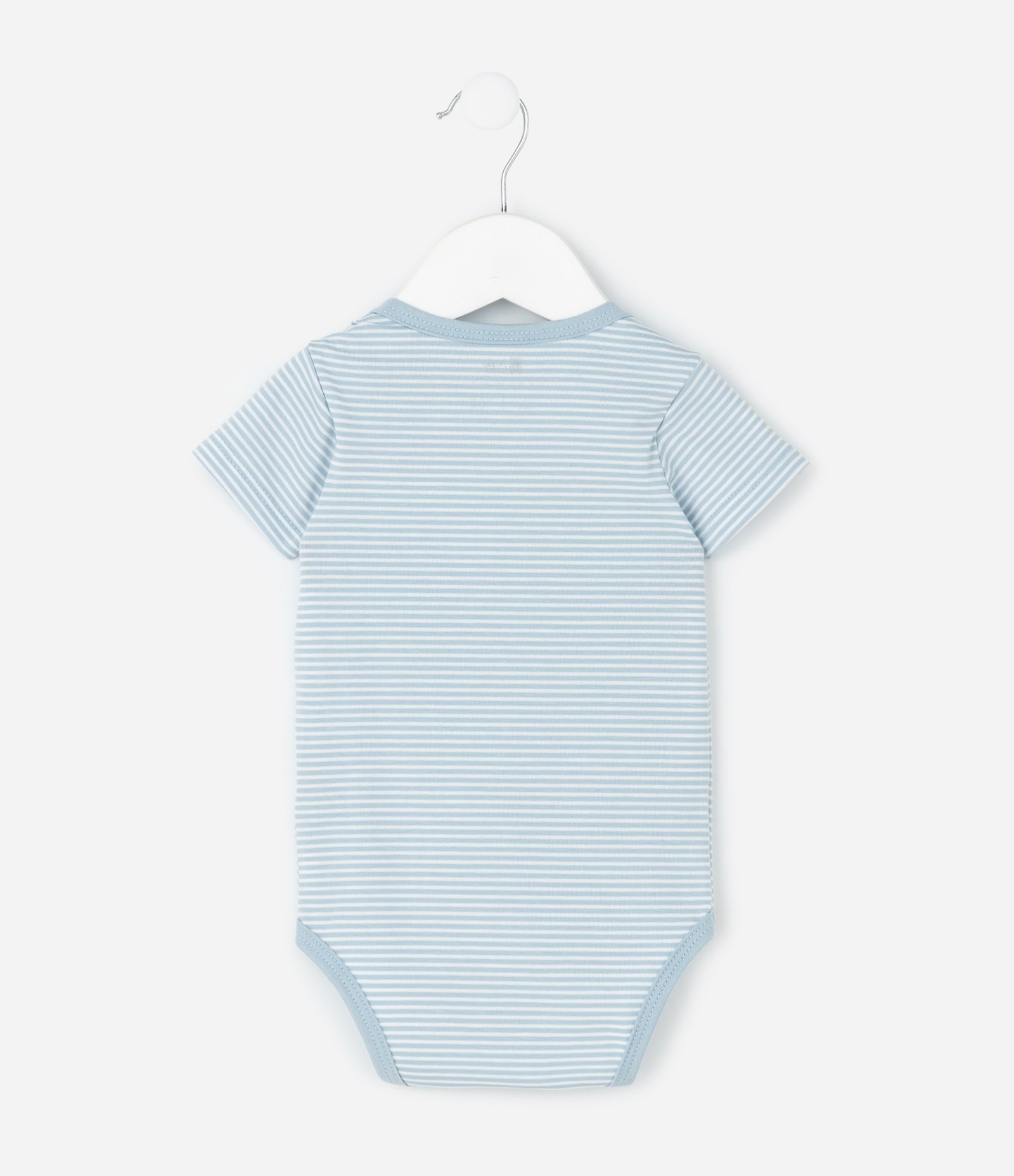 Body Bebê Listrado com Bordado de Urso – Tam 0 a 18 Meses Azul Claro 6