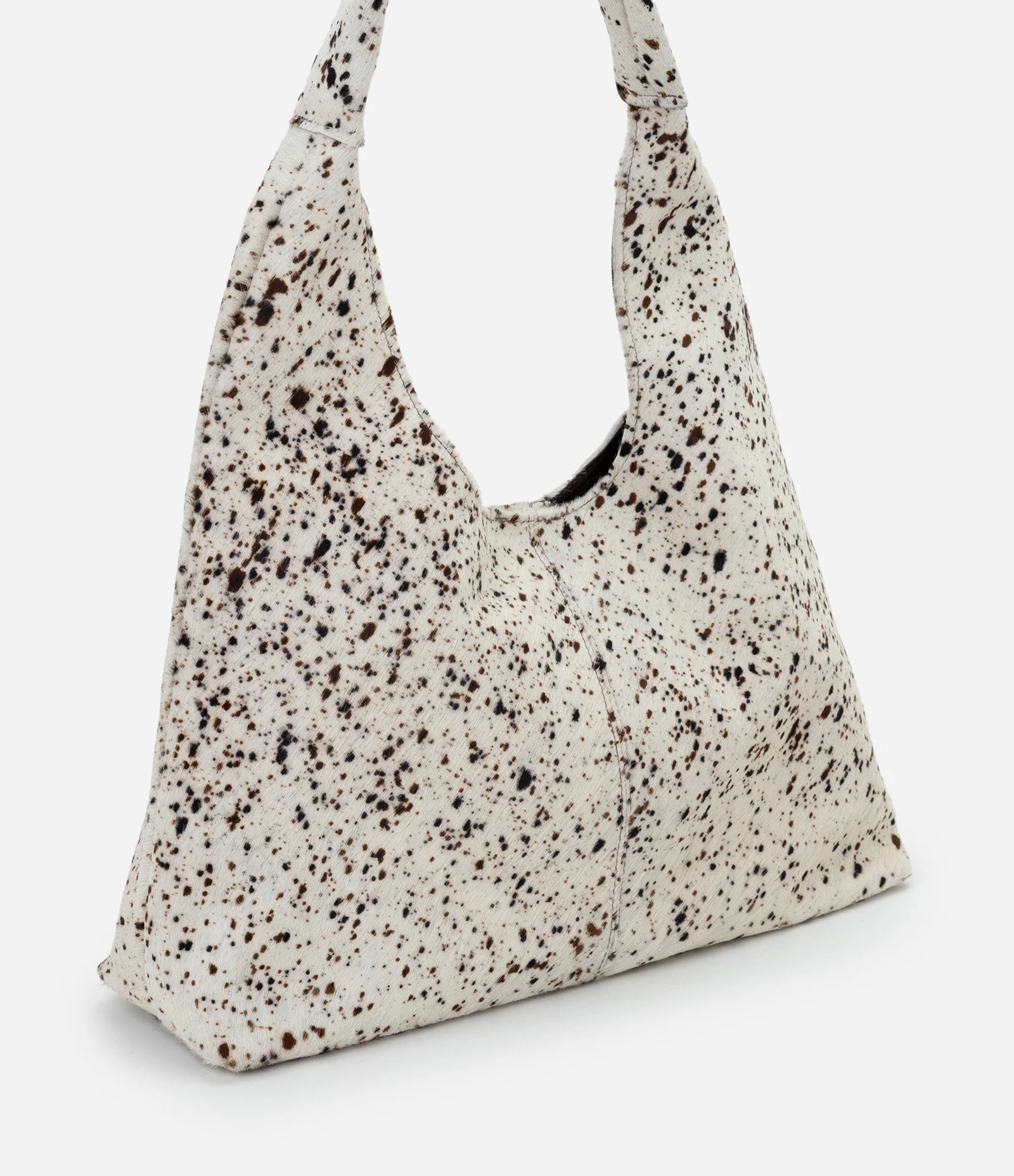 Bolsa Hobo Grande em Couro com Textura Peluciada Off White 1