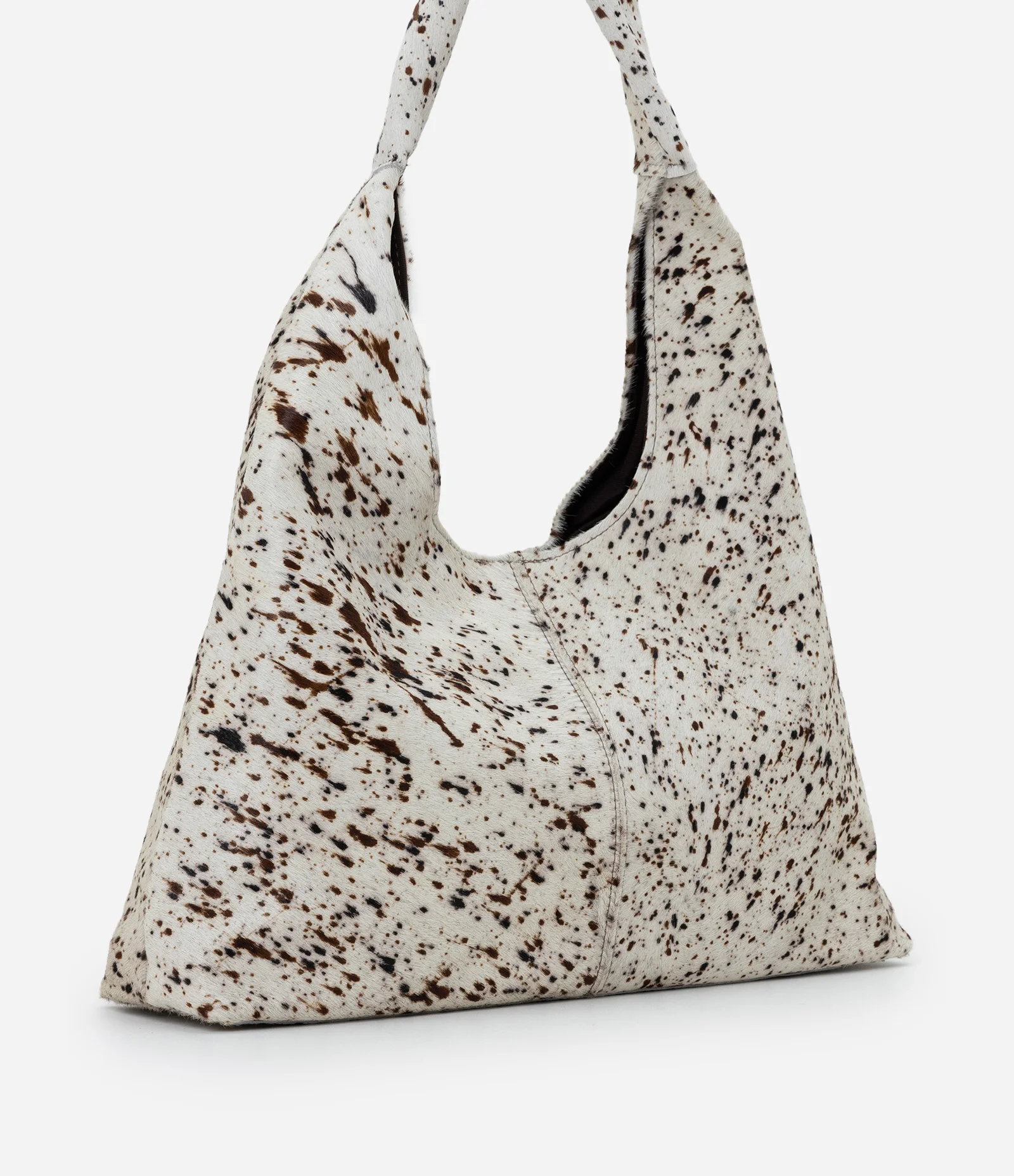 Bolsa Hobo Grande em Couro com Textura Peluciada Off White 3