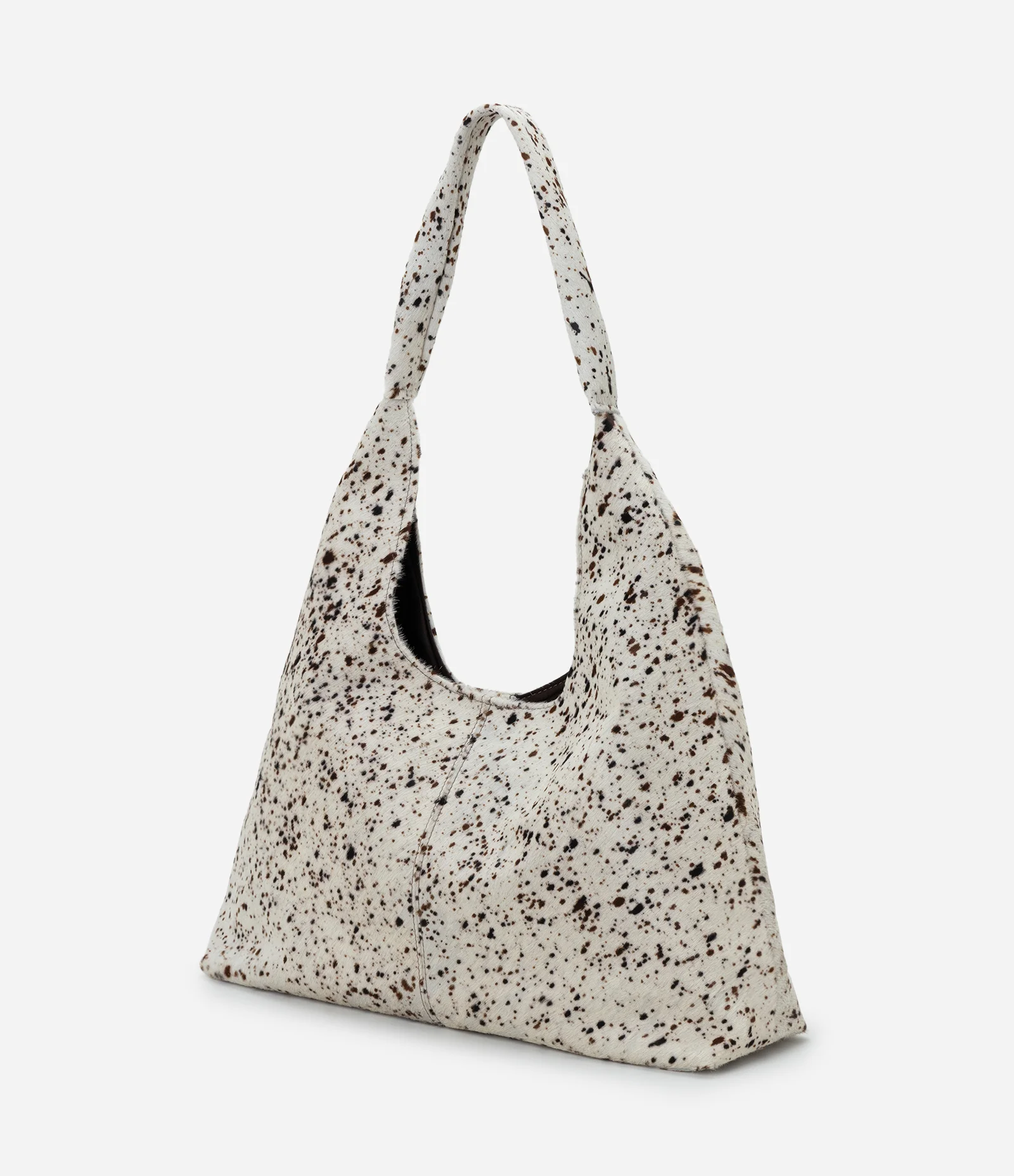 Bolsa Hobo Grande em Couro com Textura Peluciada Off White 5