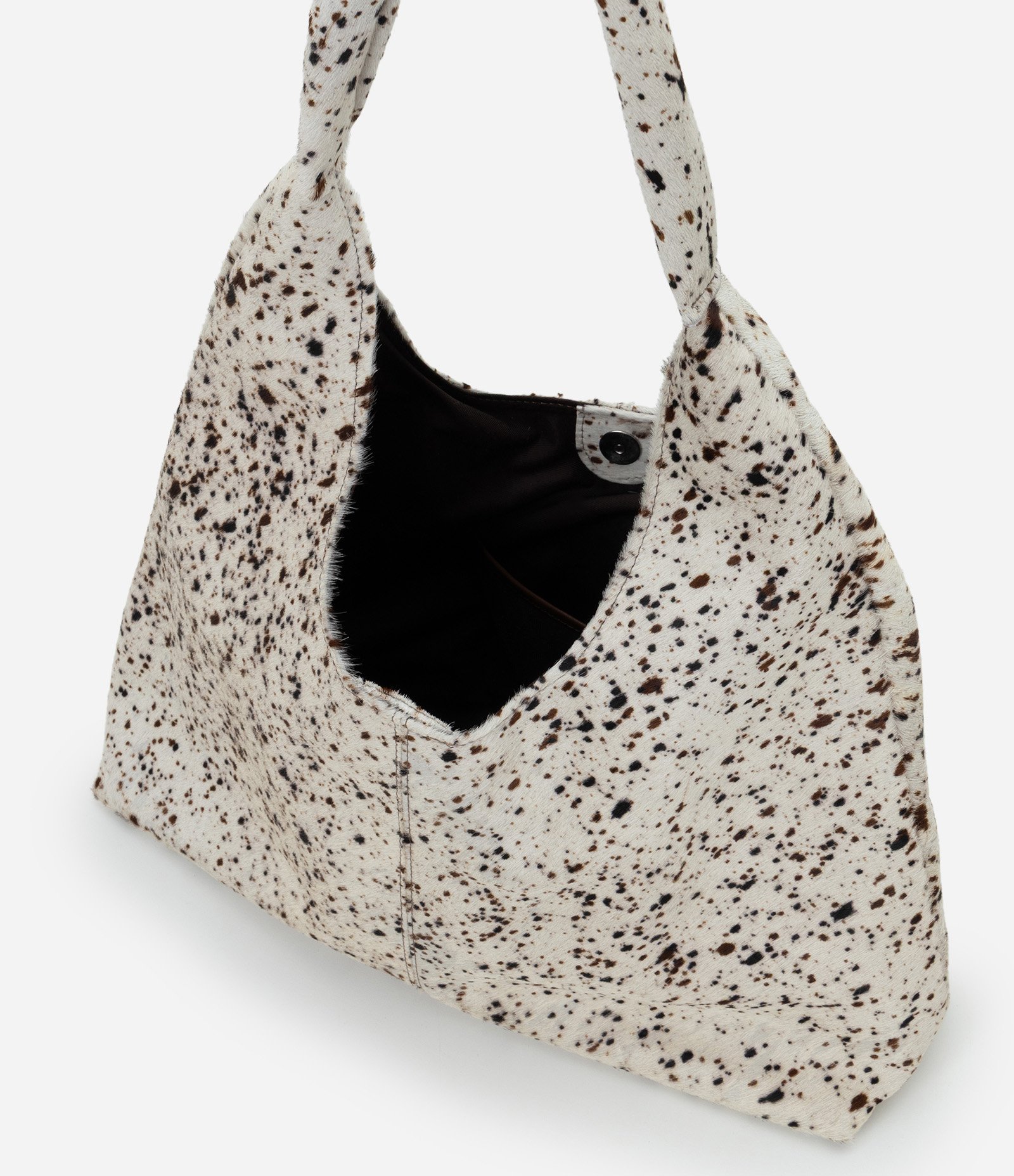 Bolsa Hobo Grande em Couro com Textura Peluciada Off White 6