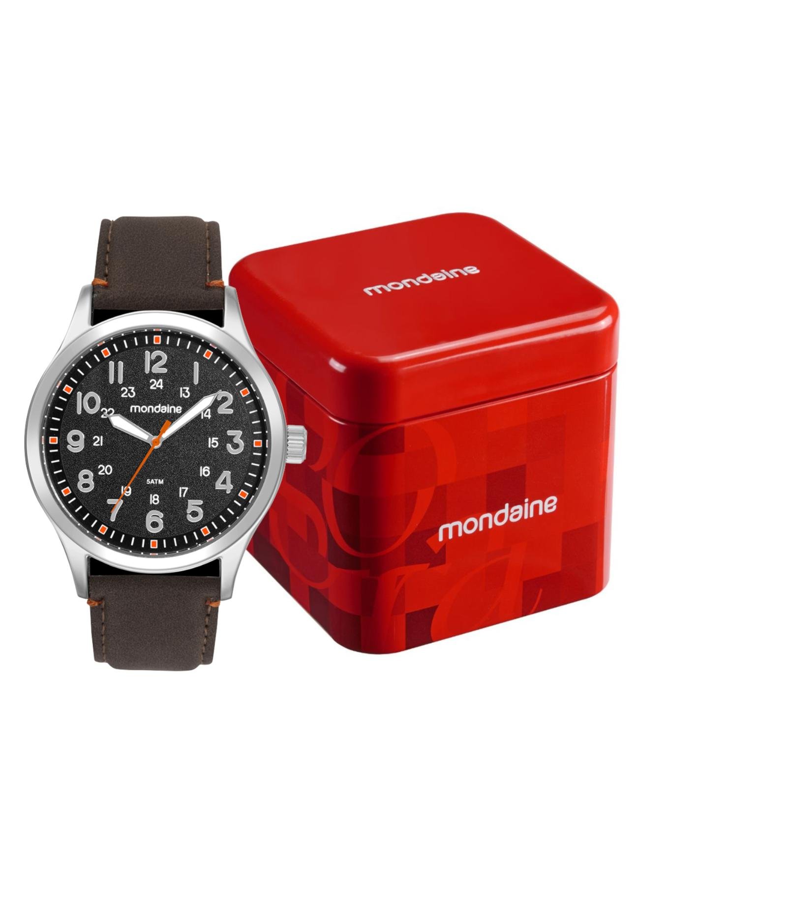 Relógio Analógico Mondaine Metal e Couro Sintético 99827G0MVNH2     Marrom 2