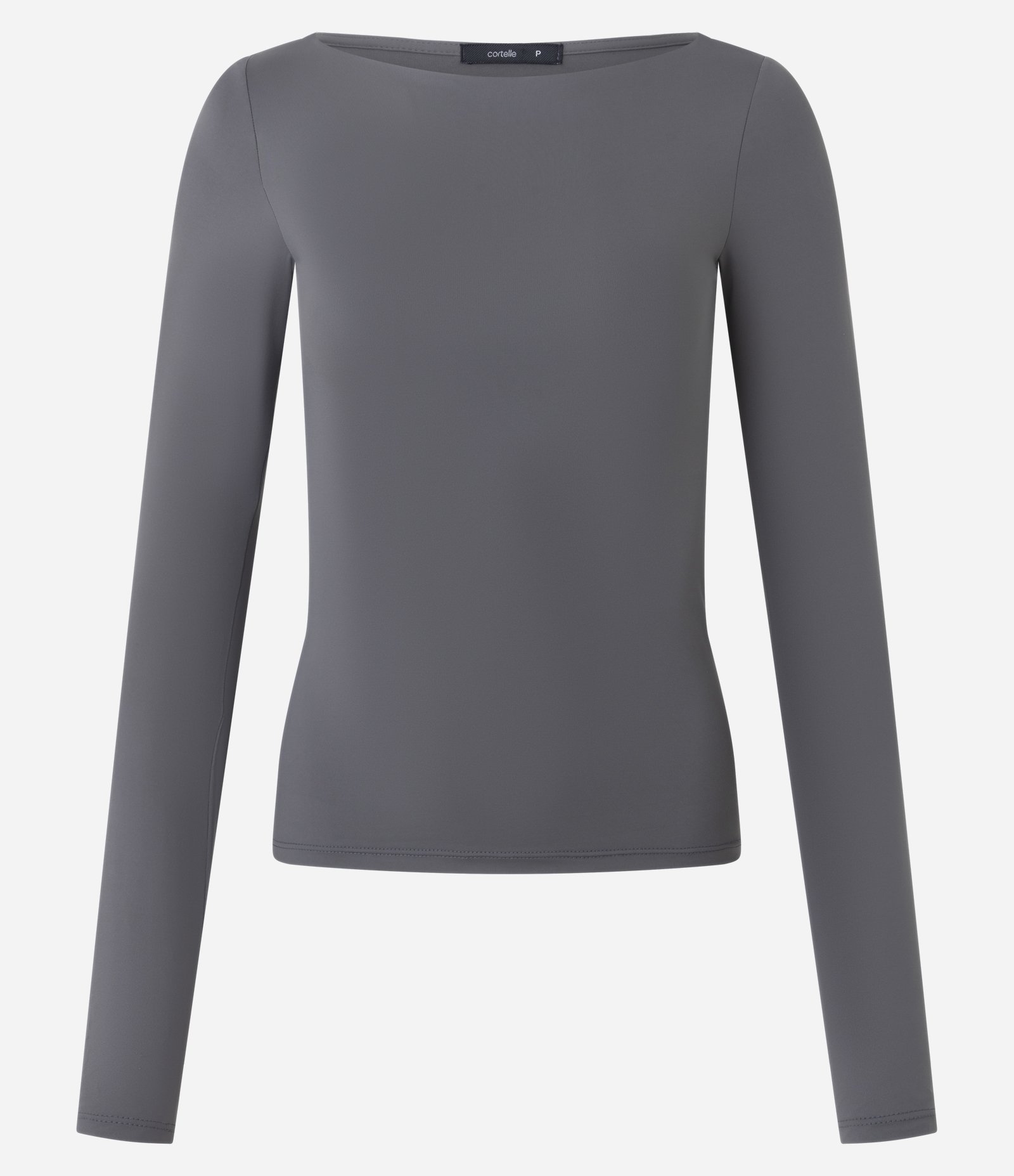 Blusa Regular em Poliamida com Decote Canoa Cinza 2