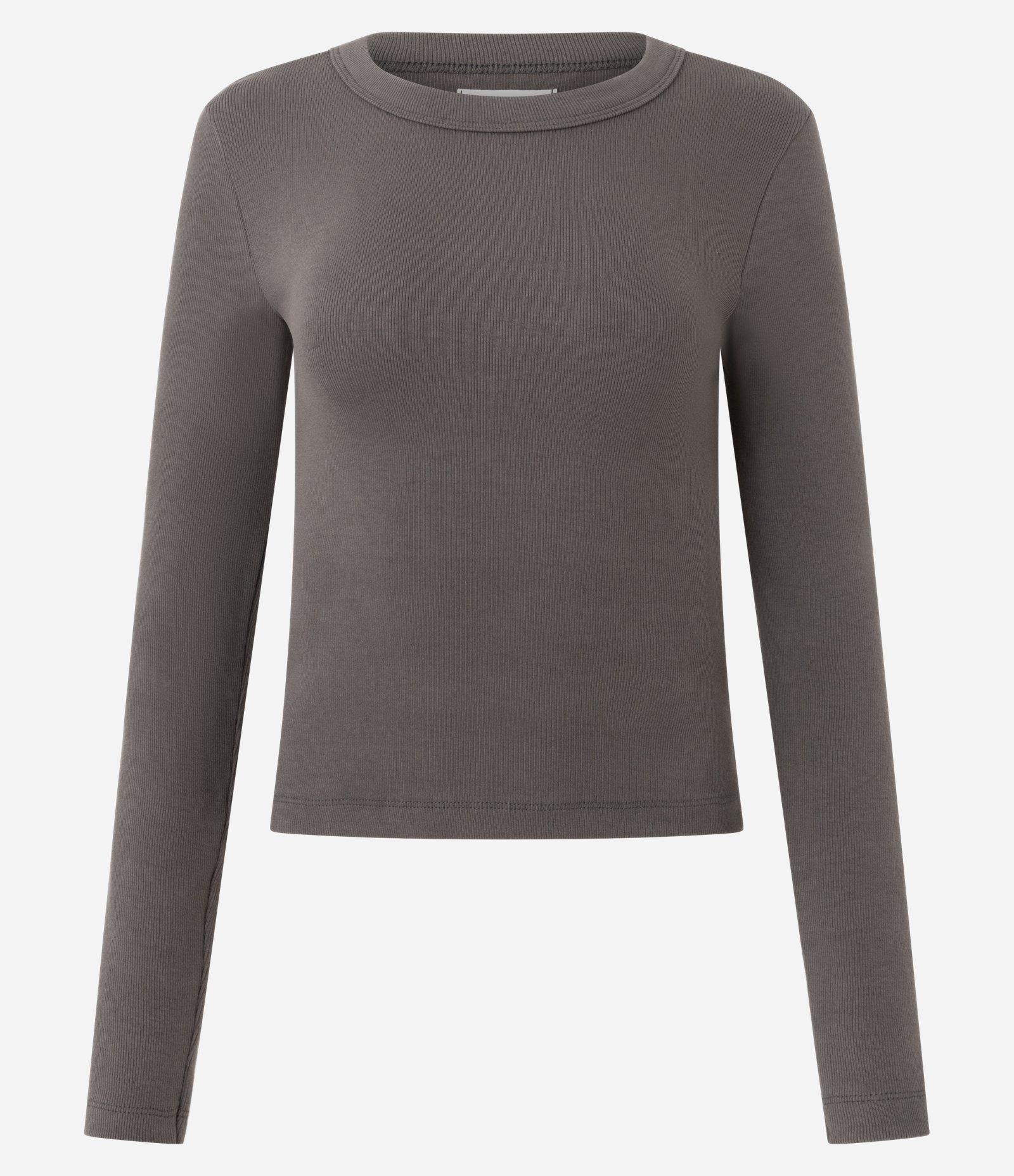 Blusa Básica Canelada em Ribana com Gola Redonda Marrom 5