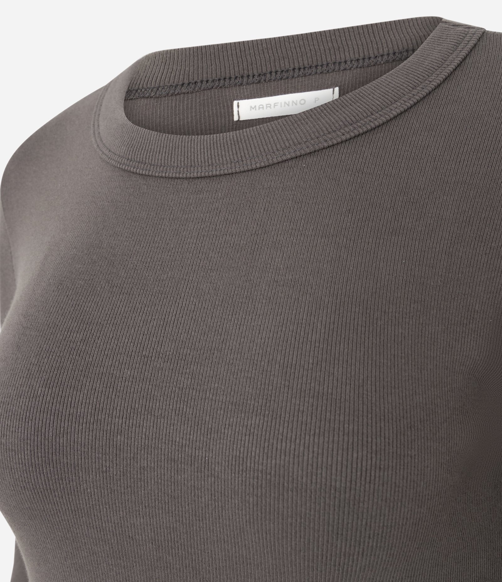 Blusa Básica Canelada em Ribana com Gola Redonda Marrom 6