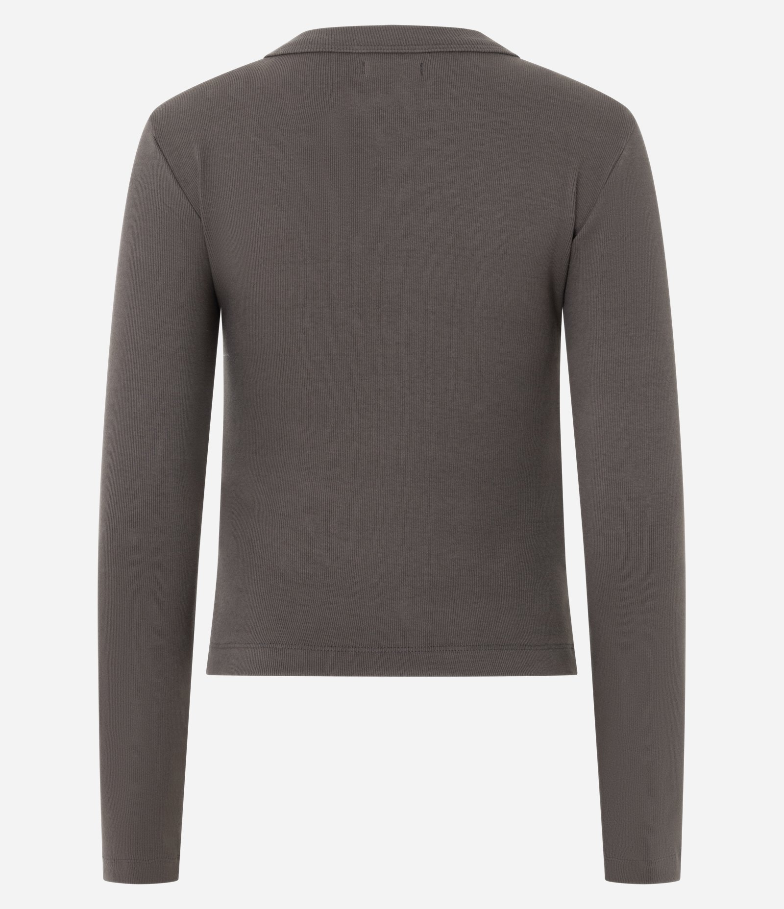 Blusa Básica Canelada em Ribana com Gola Redonda Marrom 7