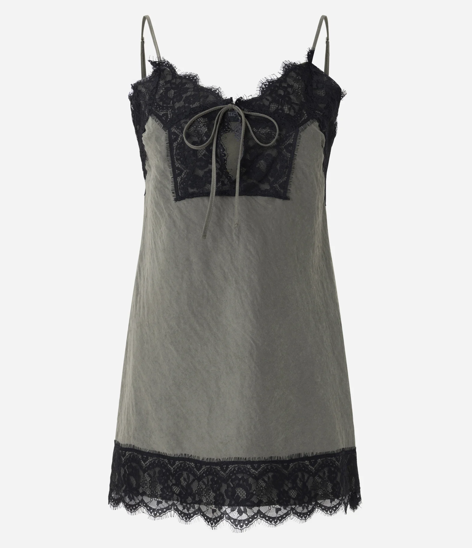 Vestido Curto de Alcinha com Renda Cinza 1