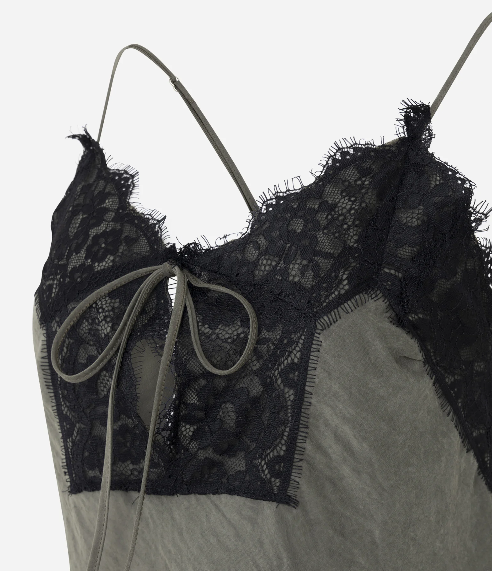 Vestido Curto de Alcinha com Renda Cinza 2