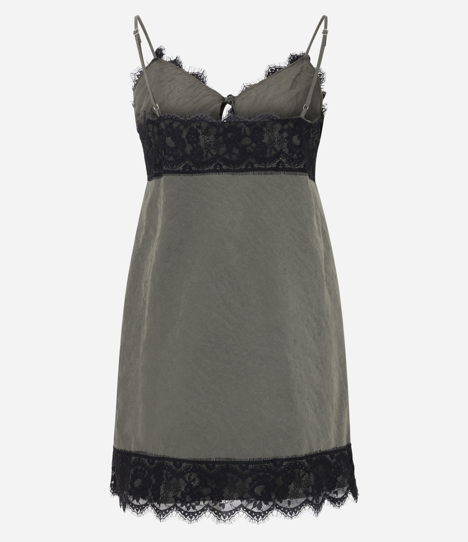 Vestido Curto de Alcinha com Renda Cinza 3