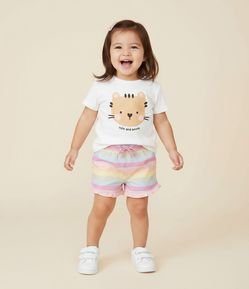 Short Infantil com Estampa Listrada e Cordão – Tam 1 a 6 Anos