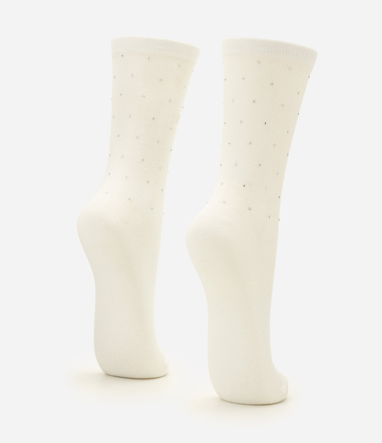 Meia Cano Médio em Algodão com Aplicação de Strass Branco 4