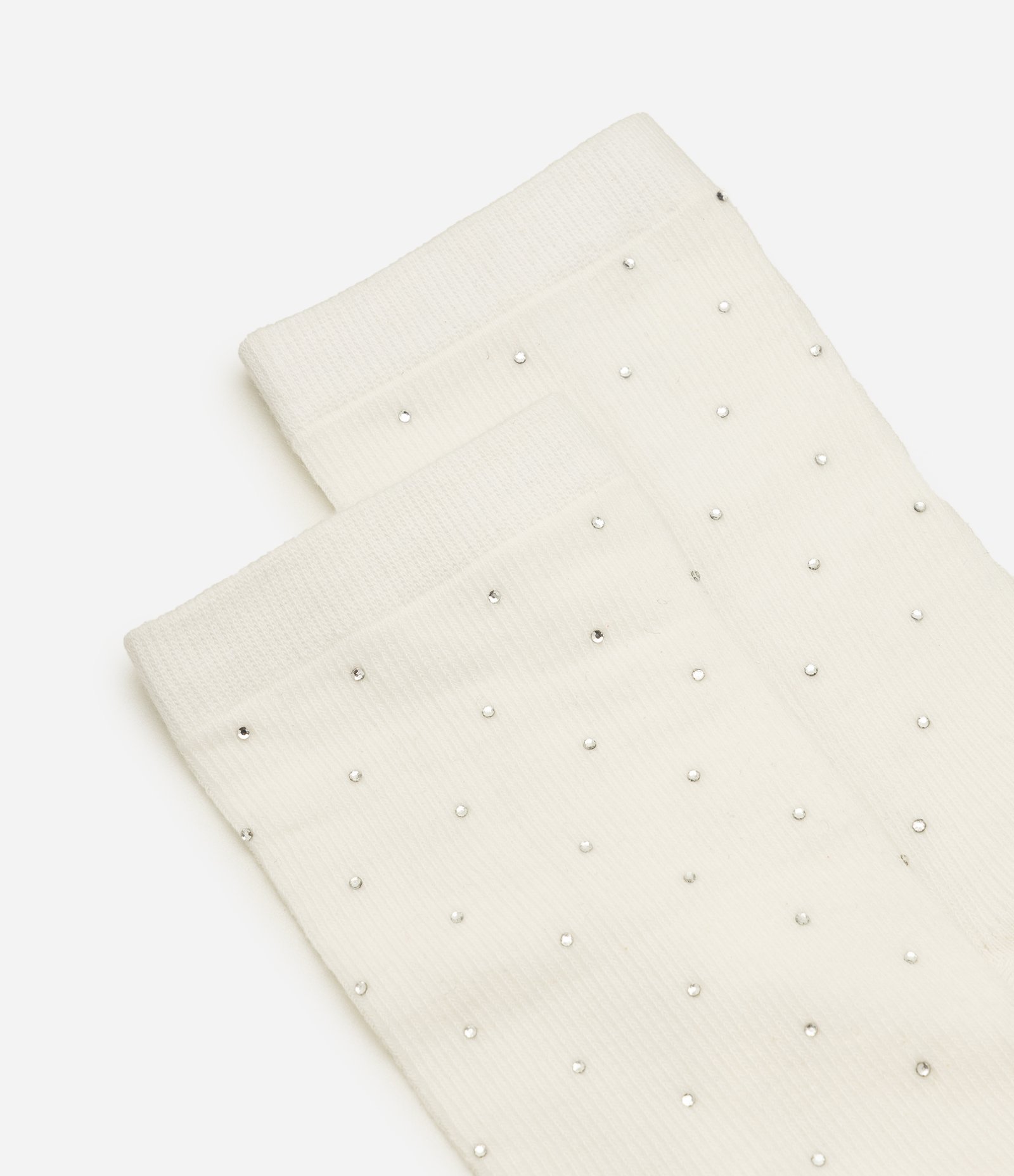 Meia Cano Médio em Algodão com Aplicação de Strass Branco 1