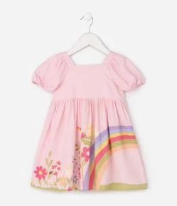 Vestido Infantil Em Viscolinho Arco Iris - Tam 1 a 6 Anos