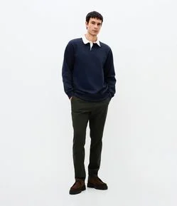 Calça Slim em Sarja Lavada