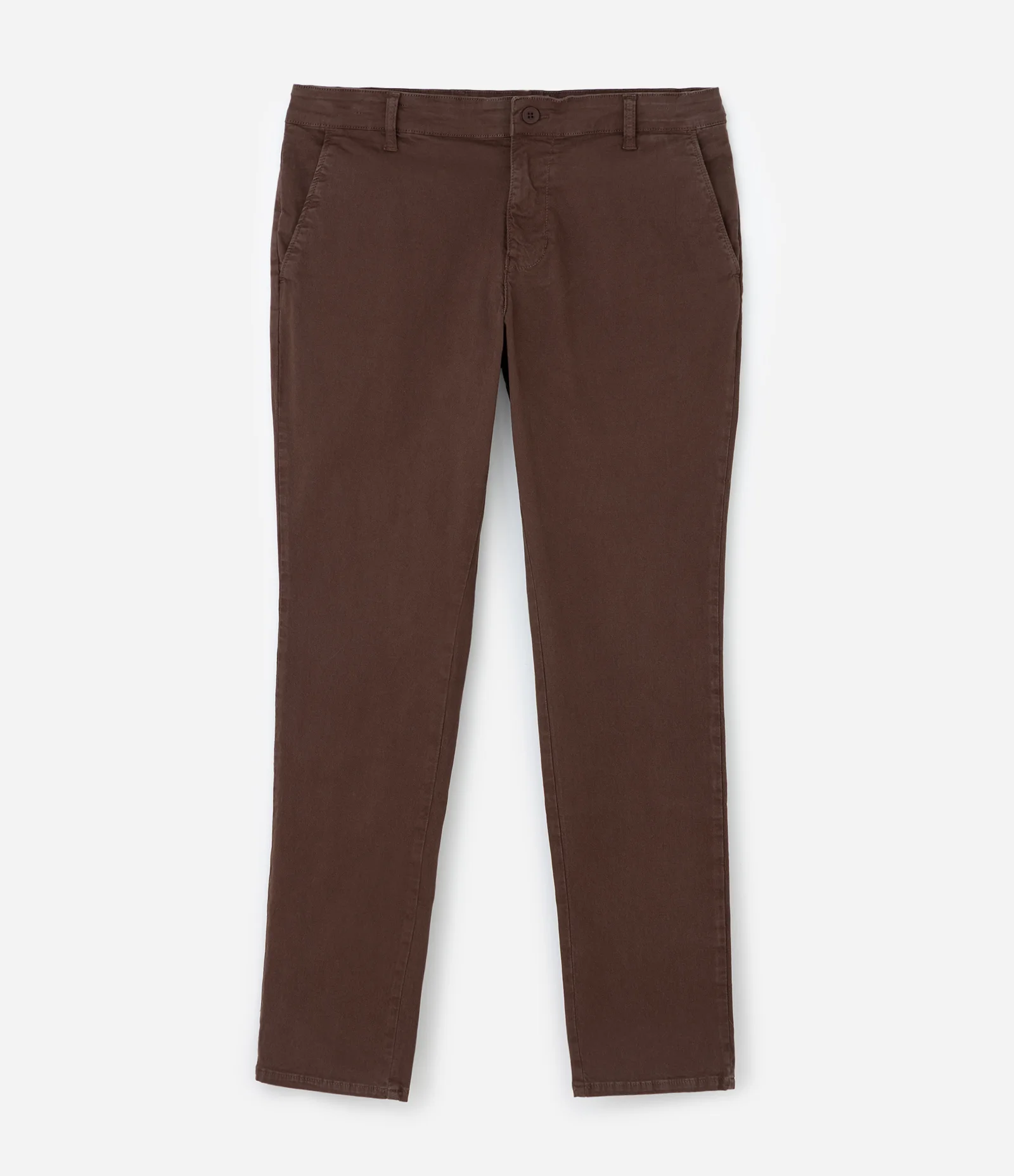 Calça Slim em Sarja Lavada Marrom 1