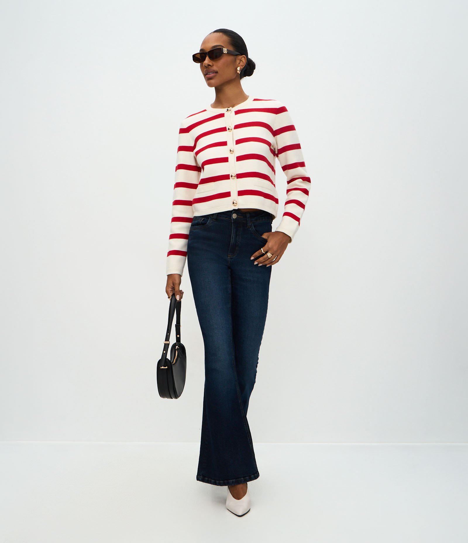 Calça Flare Jeans com Bolsos Funcionais Azul Escuro 1