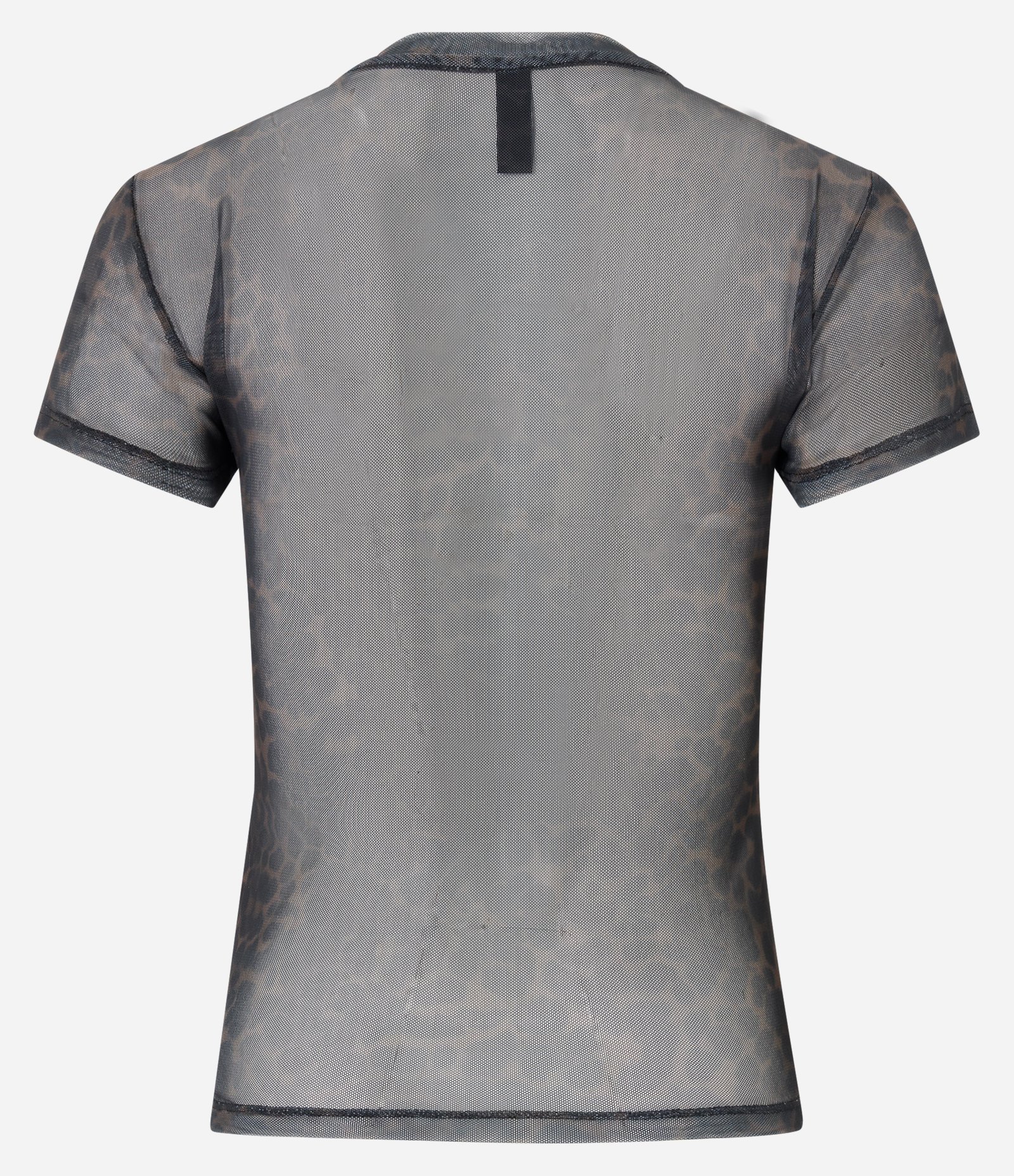 Blusa em Tule com Estampa Sombreada de Onça e Golinha Preto 3