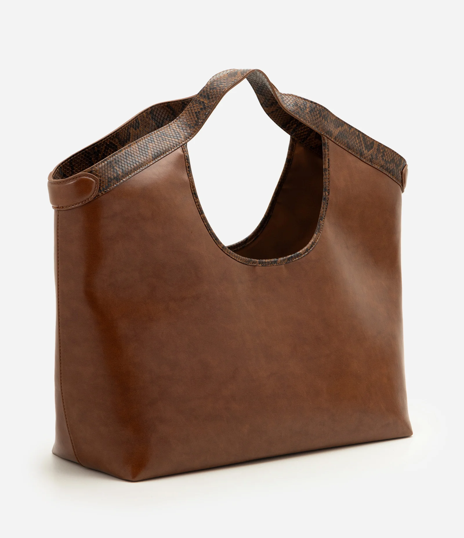 Bolsa Shopper Grande em PU com Alça Estampada Marrom 1