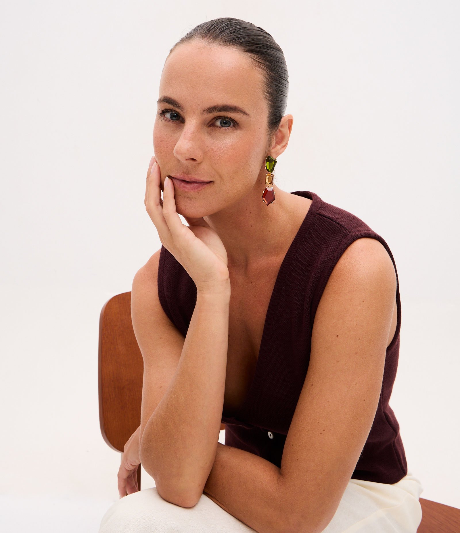 Brinco Médio Alongado com Formato Geométrico Multicores 1