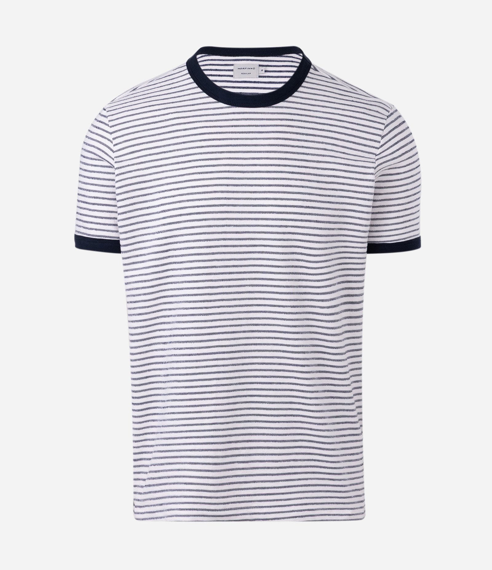 Camiseta em Algodão Listrada com Furinhos Azul 4