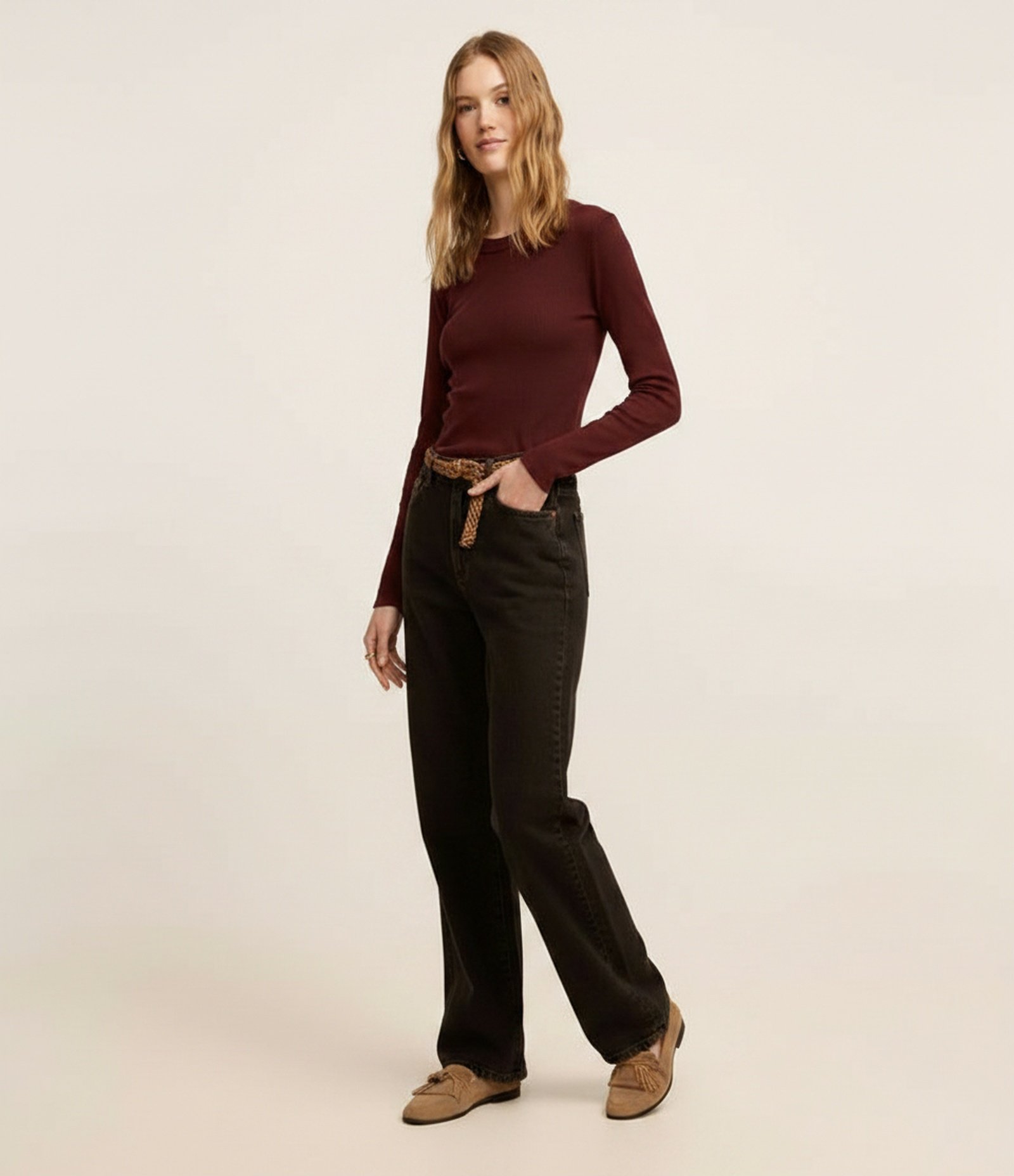 Blusa Básica Canelada em Ribana com Gola Redonda Vermelho 1