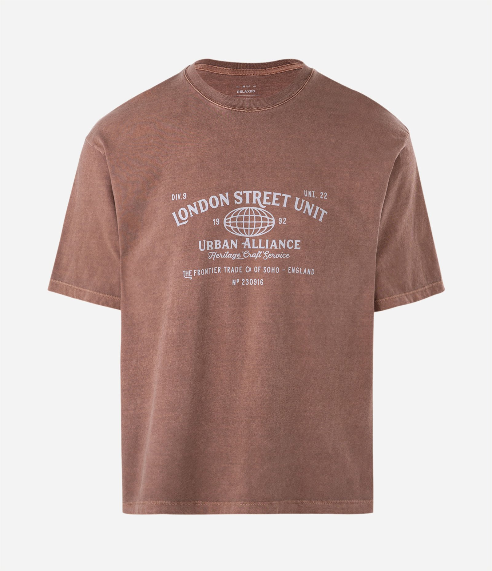 Camiseta Boxy em Algodão com Lettering London Street Unit Marrom 4