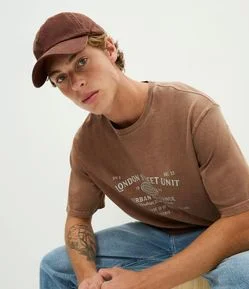 Camiseta Boxy em Algodão com Lettering London Street Unit