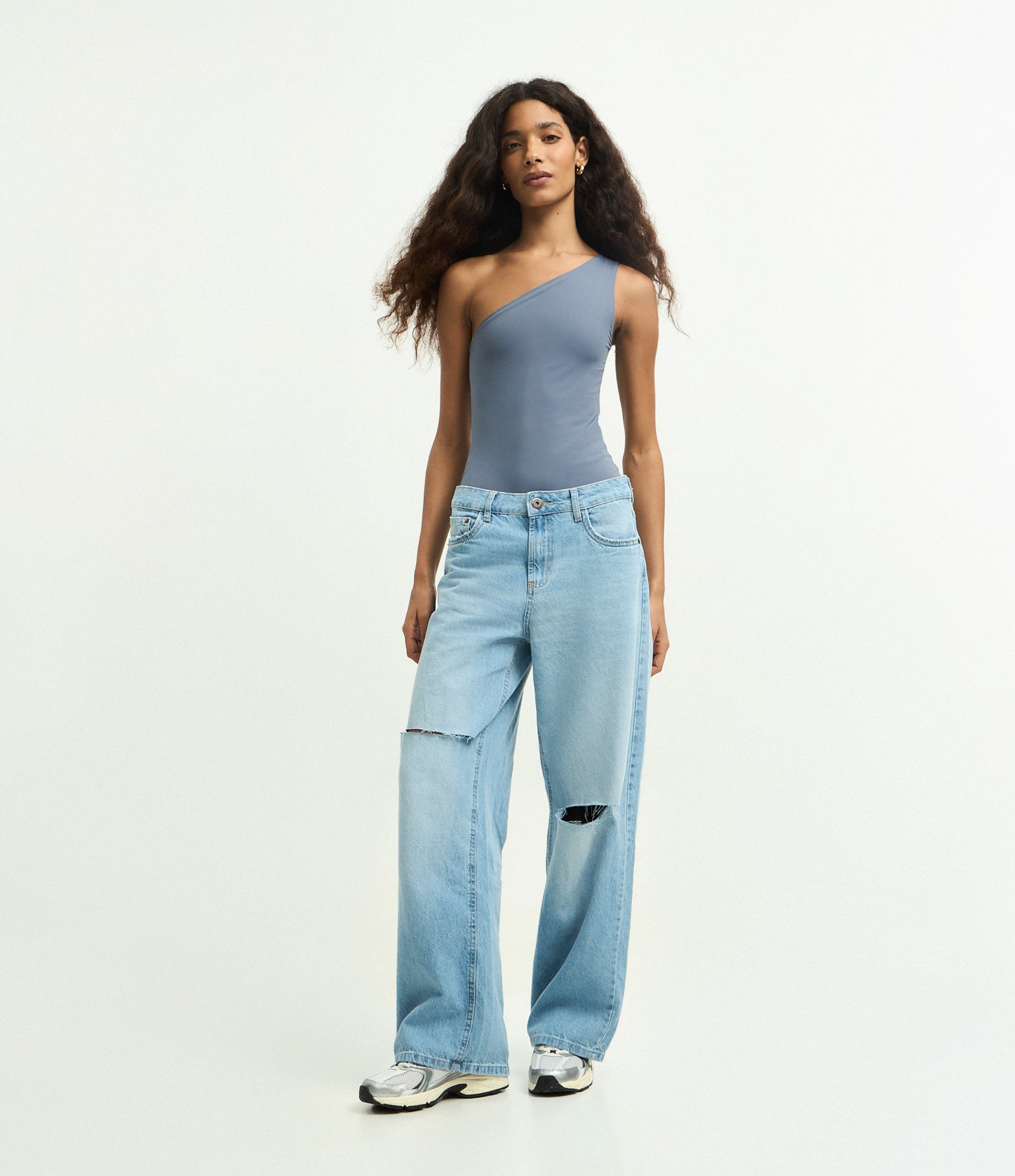 Body Ombro Único em Microfibra Azul 2