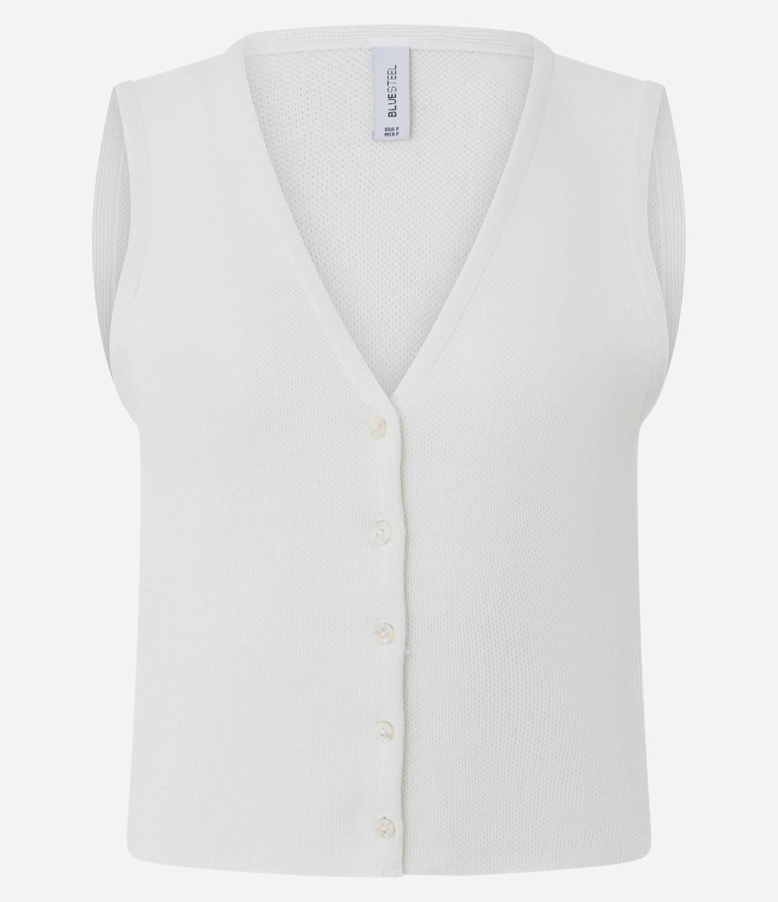 Colete em Tricô com Gola V e Abotoamento Frontal Branco 1