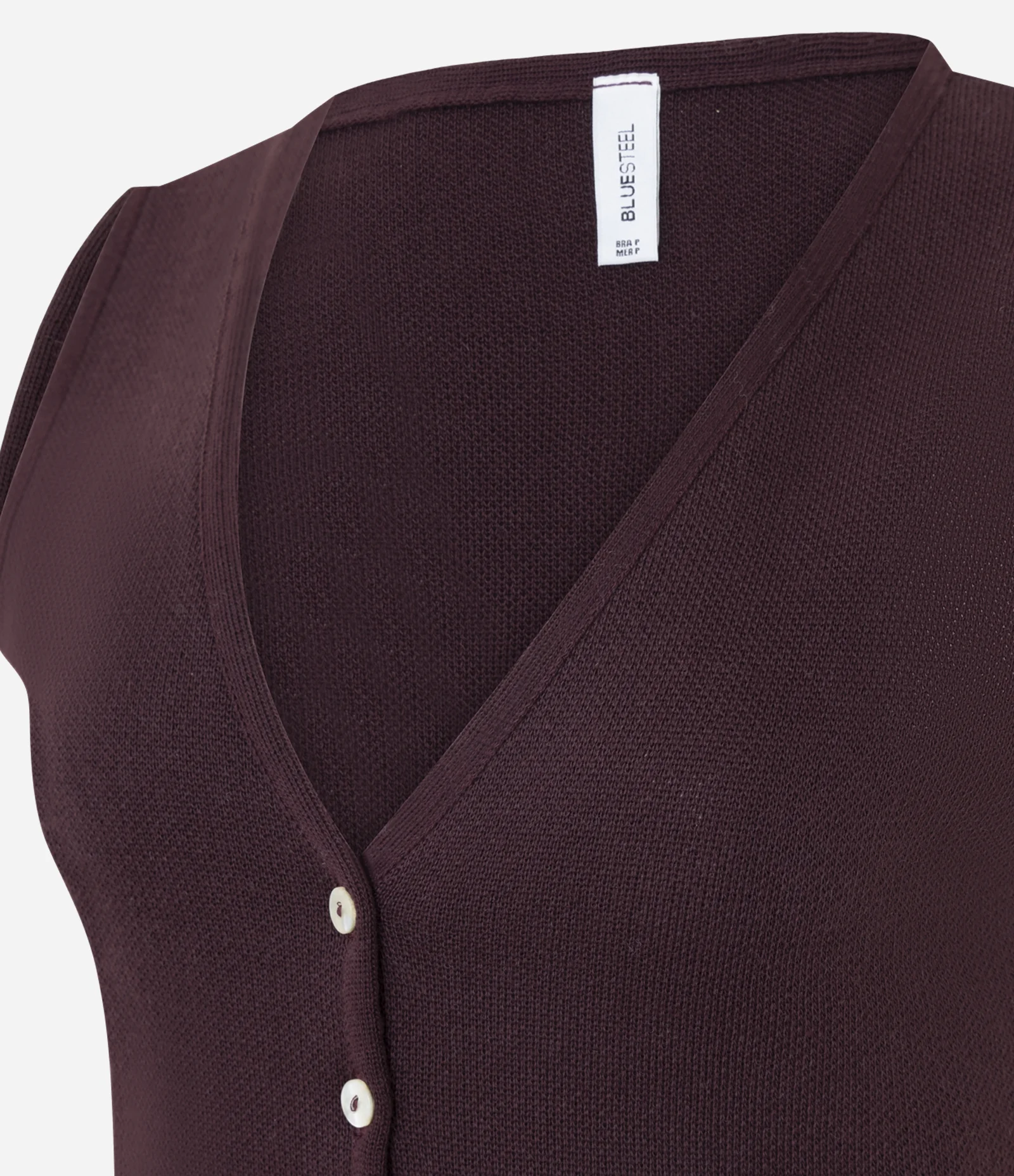Colete em Tricô com Gola V e Abotoamento Frontal Bordô 2