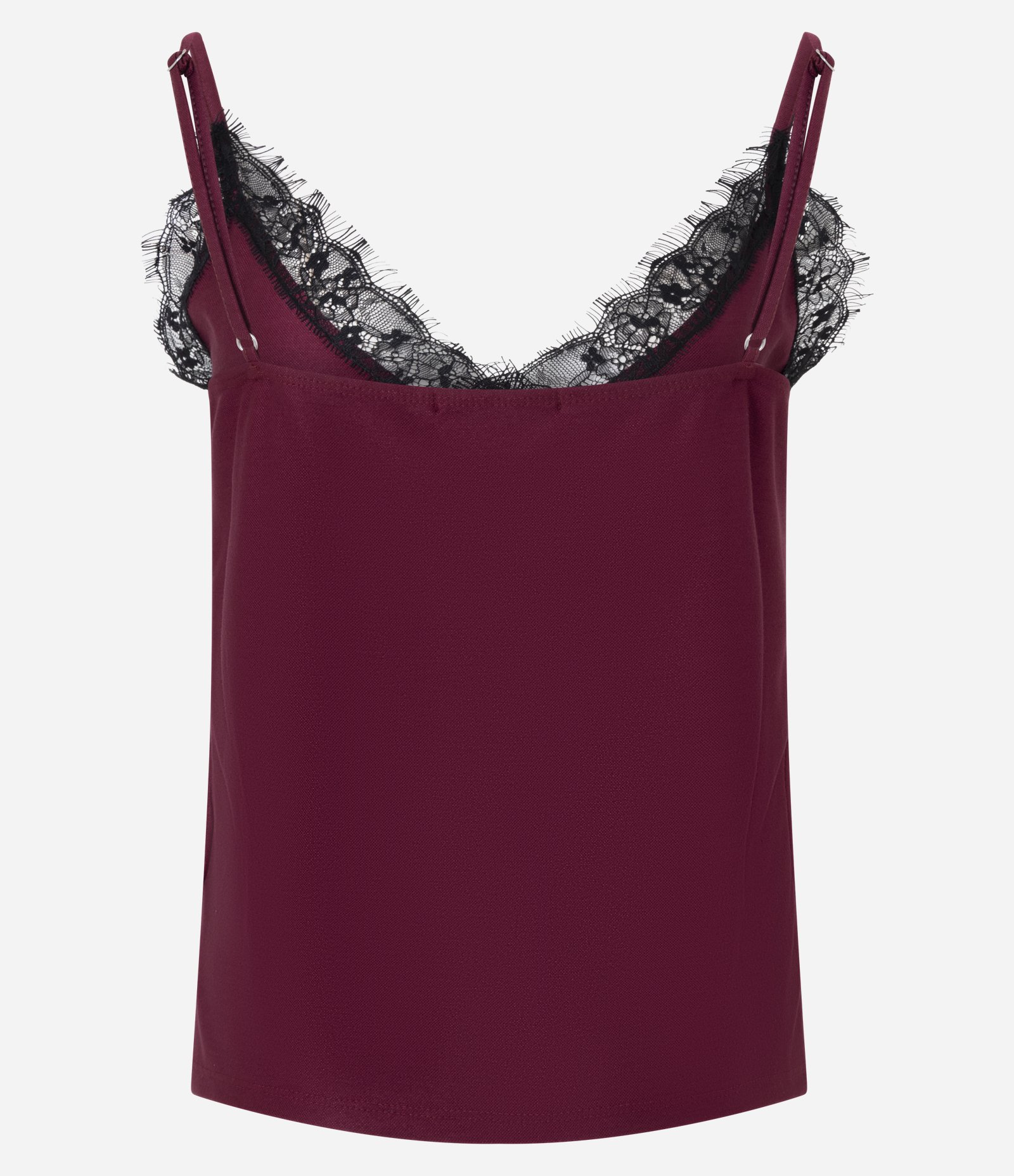 Blusa em Piquet com Renda Delicada Aplicada Vinho 7