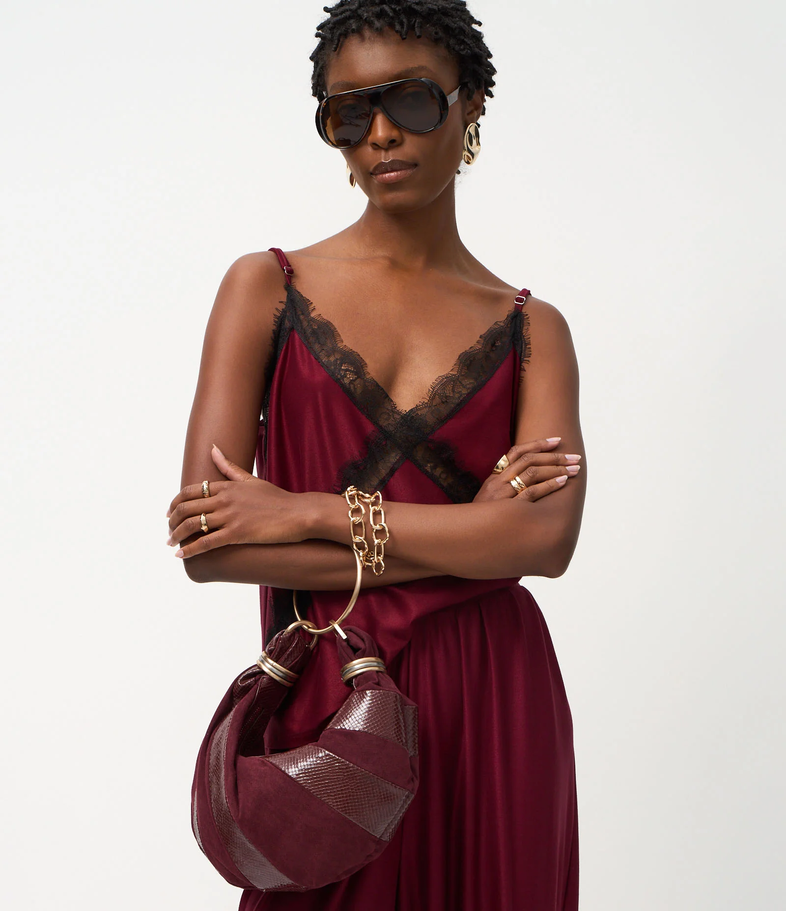 Blusa em Piquet com Renda Delicada Aplicada Vinho 1