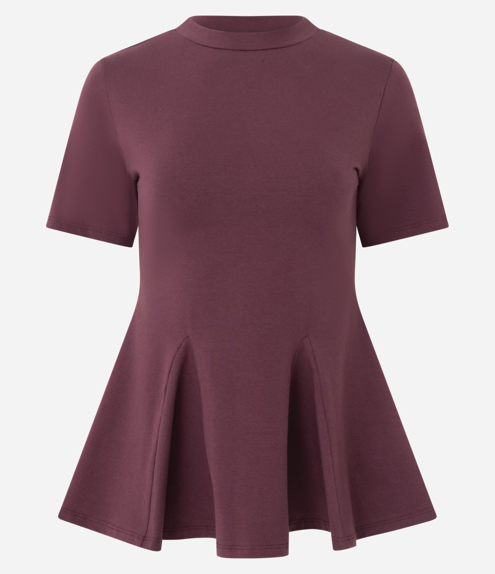Blusa Peplum em Algodão com Manga Curta Vinho 1
